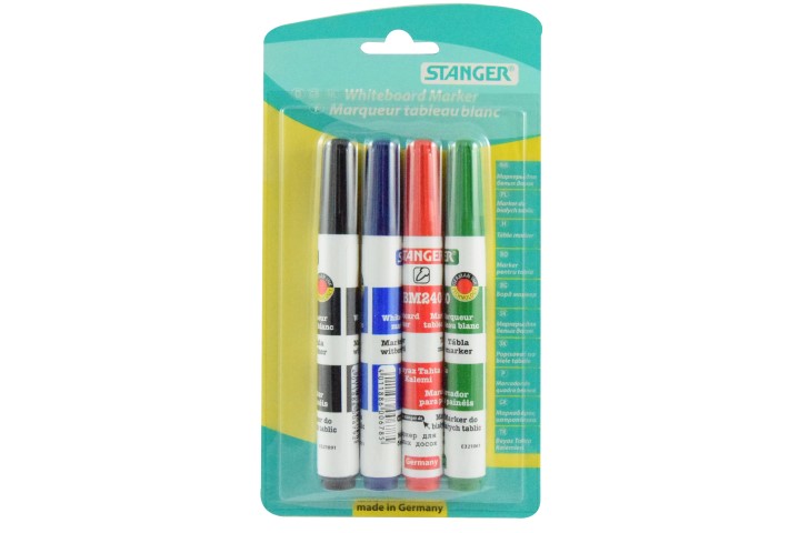 MARKER WHITEBOARD VARF ROTUND 1-3mm STANGER BM240 4 CULORI/SET